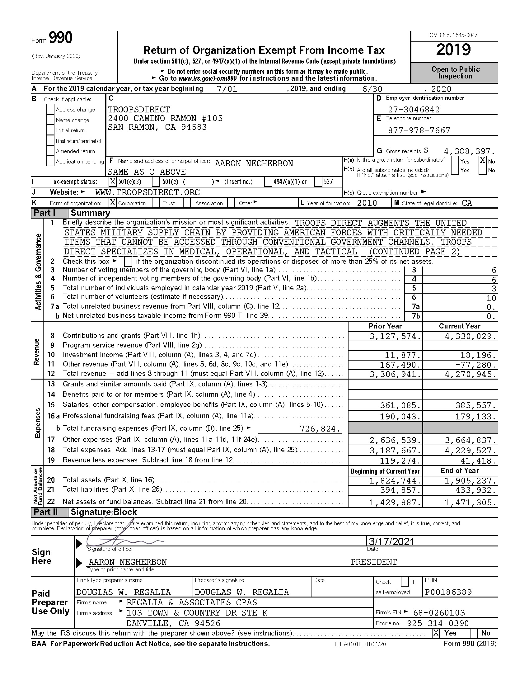 Financials – Troops Direct